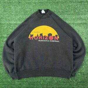 Vintage Columbus Horizon P:ro Basketball Sweatshirt Mens Large Black ABA CBA 90s